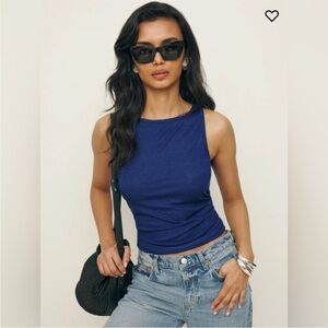 Reformation Isla Knit Tank Top in Blue